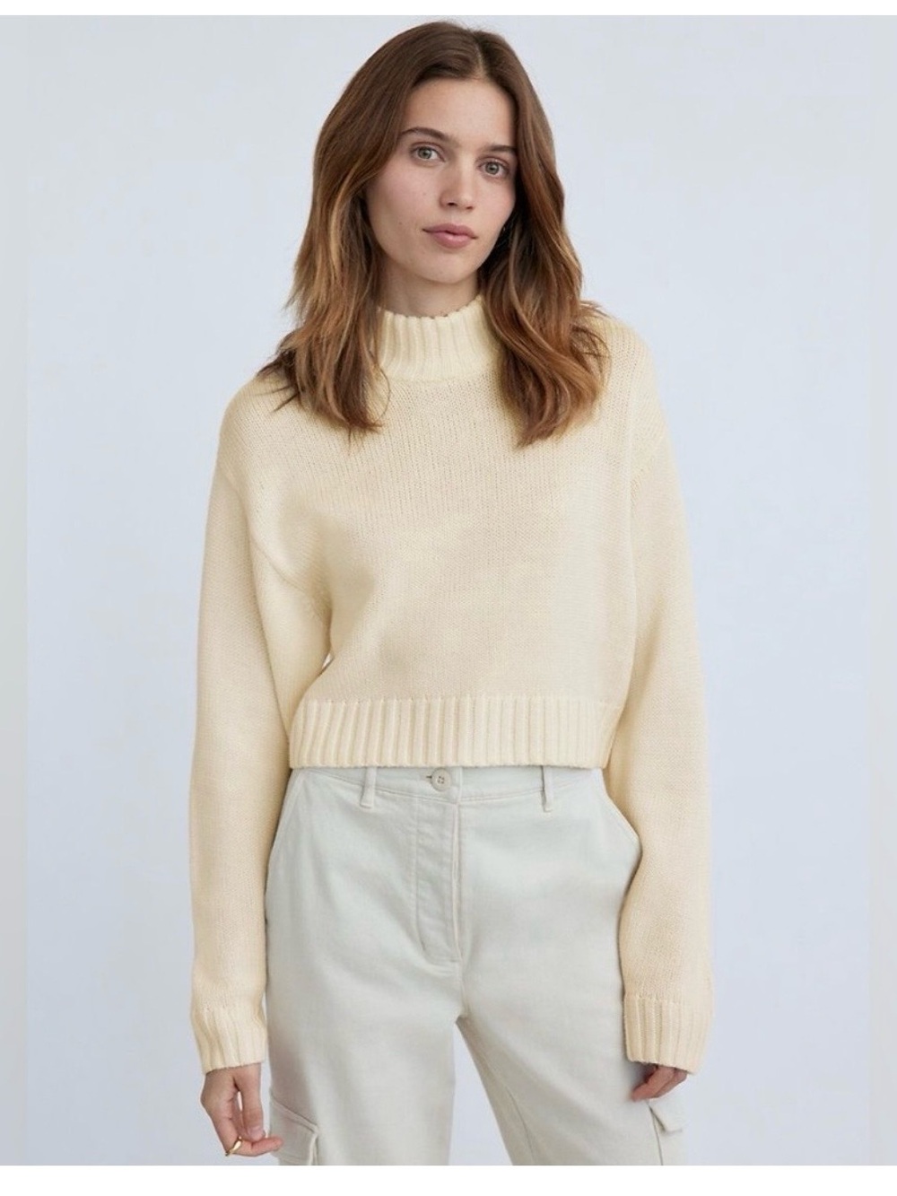 Wilfred Cream Cropped Turtleneck Sweater